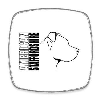 American Staffordshire Profil Chiens Chien Wilsigns - Magnet carré - blanc - Devant