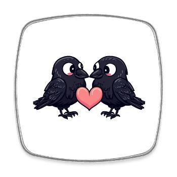 Raven Crow Couple Love Couple In Love - Square fridge magnet - white - Front