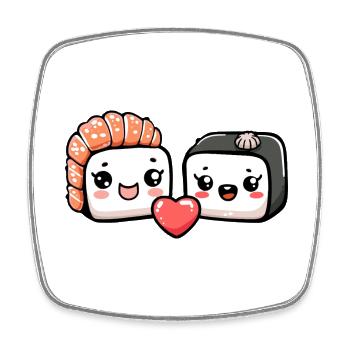 Sushi Paar Liebe Herz Lustig - Viereckiger Kühlschrankmagnet - Weiß - Vorne