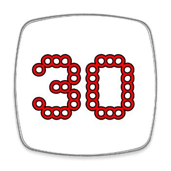 30. 30 ANS. 30e ANNIVERSAIRE. ANNIVERSAIRE 30 ANS. - Magnet carré - blanc - Devant