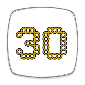 30. 30 ANS. 30e ANNIVERSAIRE. ANNIVERSAIRE 30 ANS. - Magnet carré - blanc - Devant