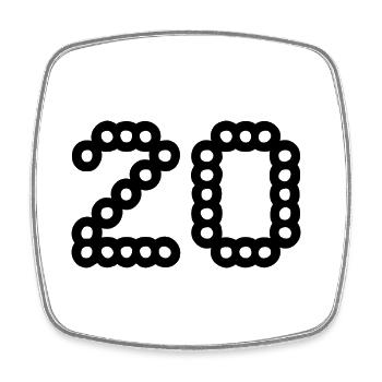 20. 20 ANS. 20e ANNIVERSAIRE. ANNIVERSAIRE 20 ANS. - Magnet carré - blanc - Devant