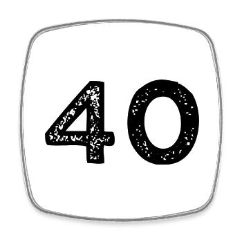 40 Zahl Trikot - Viereckiger Kühlschrankmagnet - Weiß - Vorne
