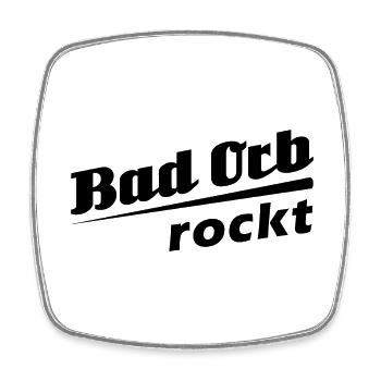 Bad Orb rockt - Textdesign mit Stadtnamen - Viereckiger Kühlschrankmagnet - Weiß - Vorne
