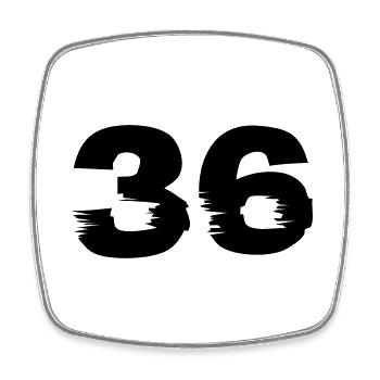36 Number - Square fridge magnet - white - Front