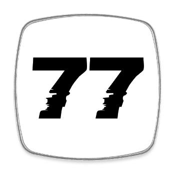 77 number - Square fridge magnet - white - Front