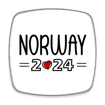 Norwegen 2024 Herz - Viereckiger Kühlschrankmagnet - Weiß - Vorne