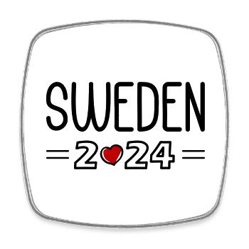 Suède 2024 Coeur - Magnet carré - blanc - Devant