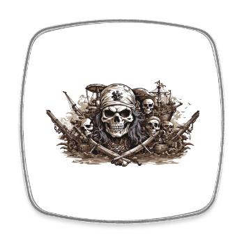 Halloween Pirate Flag Skull Buccaneer Design - Square fridge magnet - white - Front