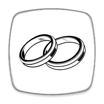 Anneaux de mariage symbole silhouette mariage - Magnet carré - blanc - Devant