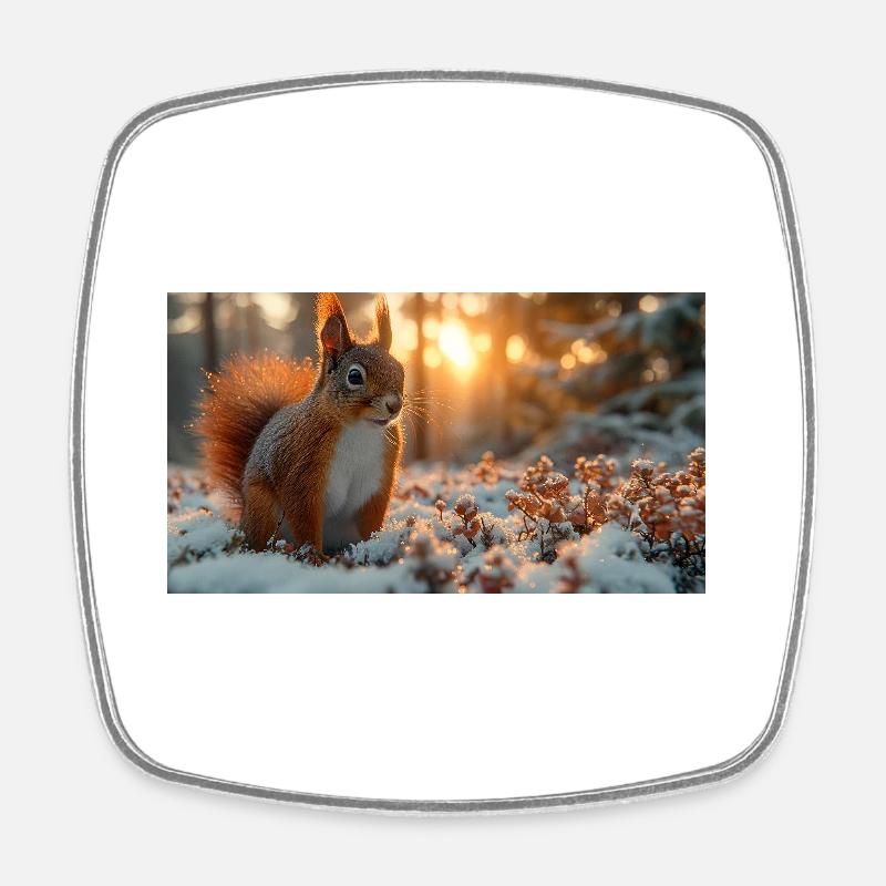 Squirrel - Square fridge magnet - white