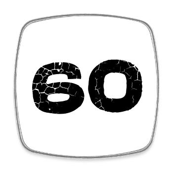 60 number jersey - Square fridge magnet - white - Front