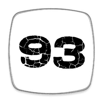 93 number jersey - Square fridge magnet - white - Front