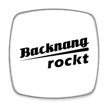 Backnang rockt - Textdesign mit Stadtnamen - Viereckiger Kühlschrankmagnet - Weiß - Vorne