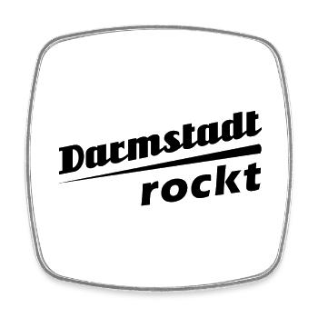 Darmstadt rockt - Textdesign mit Stadtnamen - Viereckiger Kühlschrankmagnet - Weiß - Vorne