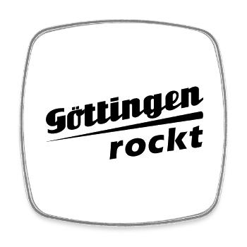 Göttingen rockt - Textdesign mit Stadtnamen - Viereckiger Kühlschrankmagnet - Weiß - Vorne
