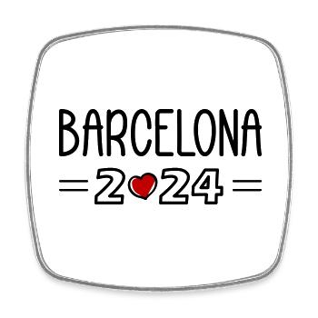 Barcelona 2024 Herz - Viereckiger Kühlschrankmagnet - Weiß - Vorne