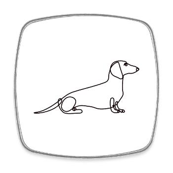 Dackel Kurzhaardackel Strichzeichnung kleiner Hund - Viereckiger Kühlschrankmagnet - Weiß - Vorne