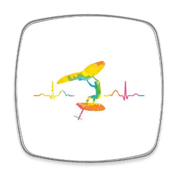 Flügel Surfer Wingsurfing Retro Folie Flügel - Viereckiger Kühlschrankmagnet - Weiß - Vorne