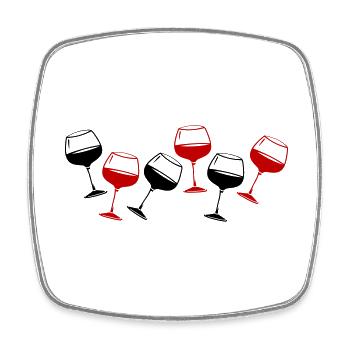 Verre à vin rouge de vin - Magnet carré - blanc - Devant