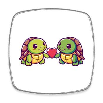 Turtle Couple Love Couple In Love - Square fridge magnet - white - Front