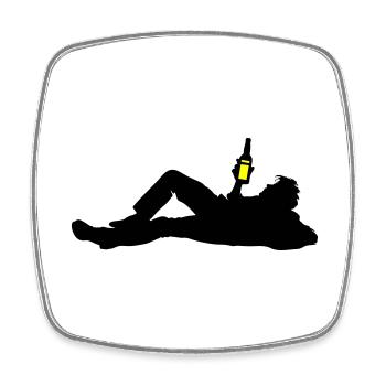 Drinking Beer Silhouette - Square fridge magnet - white - Front