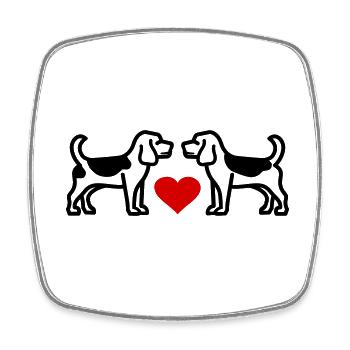 Beagle Dog Beagles 2 Dogs Love Heart - Square fridge magnet - white - Front