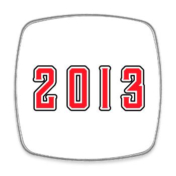 2013 year birthday - Square fridge magnet - white - Front