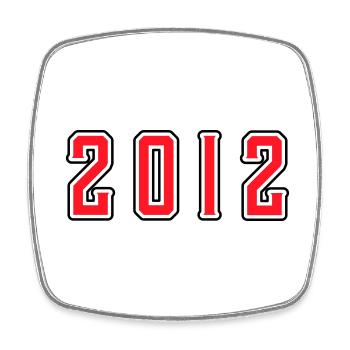 2012 year birthday - Square fridge magnet - white - Front