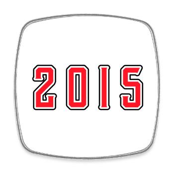 2015 year birthday - Square fridge magnet - white - Front