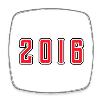 2016 year birthday - Square fridge magnet - white - Front
