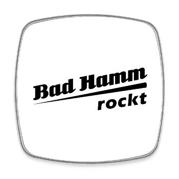 Bad Hamm rockt - Textdesign mit Stadtnamen - Viereckiger Kühlschrankmagnet - Weiß - Vorne