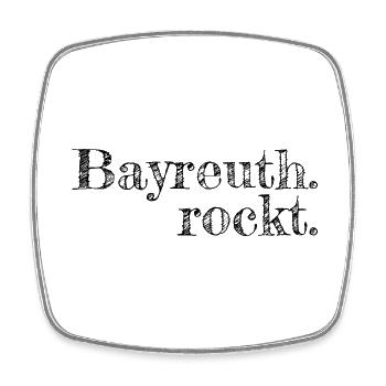 Bayreuth rockt - Textdesign mit Stadtnamen - Viereckiger Kühlschrankmagnet - Weiß - Vorne
