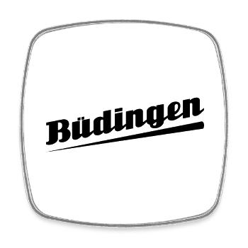 Büdingen - Textdesign mit Stadtnamen - Viereckiger Kühlschrankmagnet - Weiß - Vorne
