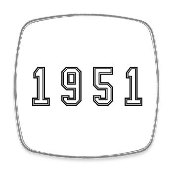 1951 Year Number - Square fridge magnet - white - Front