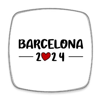 Barcelona 2024 Herz Reise - Viereckiger Kühlschrankmagnet - Weiß - Vorne