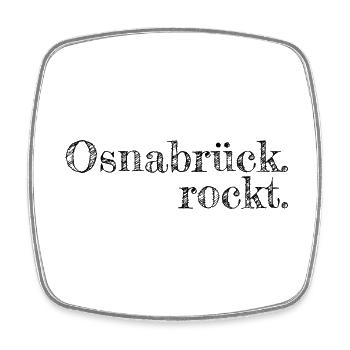 Osnabrück rockt - Textdesign mit Stadtnamen - Viereckiger Kühlschrankmagnet - Weiß - Vorne