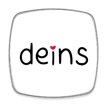 deins – mit farbigem Herz - Viereckiger Kühlschrankmagnet - Weiß - Vorne