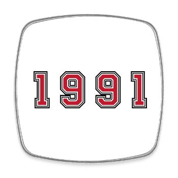 1991 year number - Square fridge magnet - white - Front