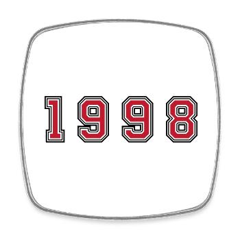 1998 year number - Square fridge magnet - white - Front