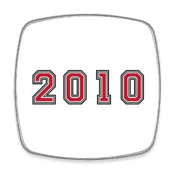 2010 year number - Square fridge magnet - white - Front