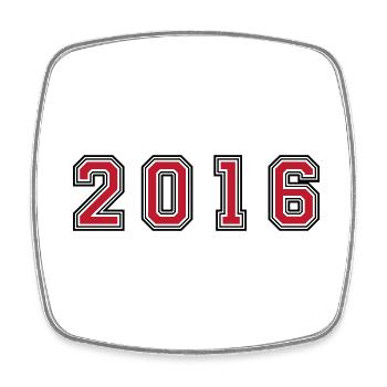 2016 year number - Square fridge magnet - white - Front