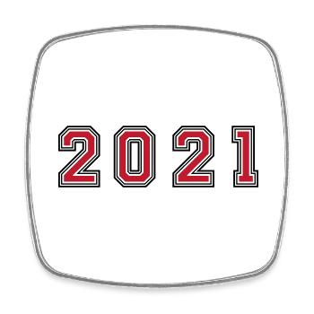 2021 Jahr Zahl - Viereckiger Kühlschrankmagnet - Weiß - Vorne