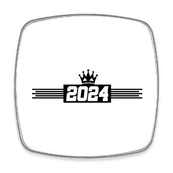 2024 Krone - Viereckiger Kühlschrankmagnet - Weiß - Vorne