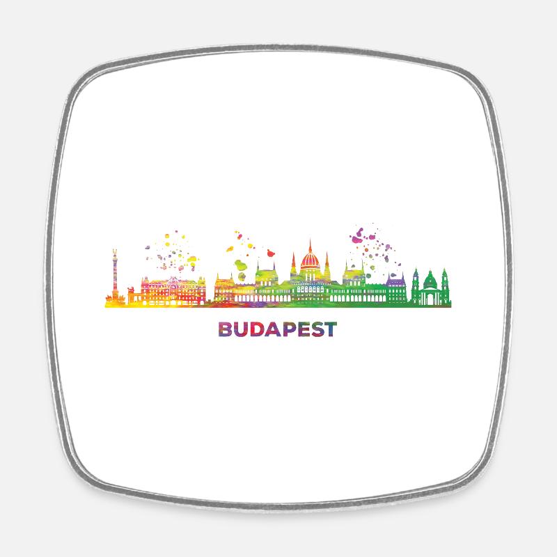 Budapester Skyline Budapest - Magnet carré - blanc