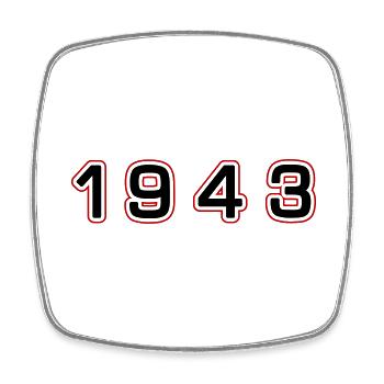 1943 Jahr Zahl - Viereckiger Kühlschrankmagnet - Weiß - Vorne