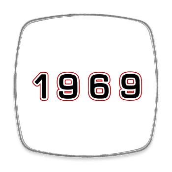 1969 Jahr Zahl - Viereckiger Kühlschrankmagnet - Weiß - Vorne