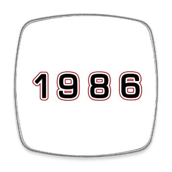 1986 Year Number - Square fridge magnet - white - Front