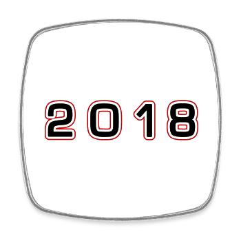 2018 year number - Square fridge magnet - white - Front