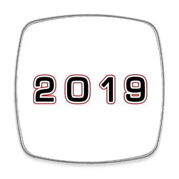 2019 Jahr Zahl - Viereckiger Kühlschrankmagnet - Weiß - Vorne